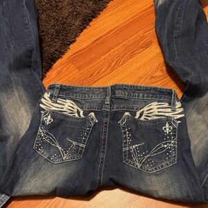 Wrangler Dark Blue Embellished Boot Cut Jeans